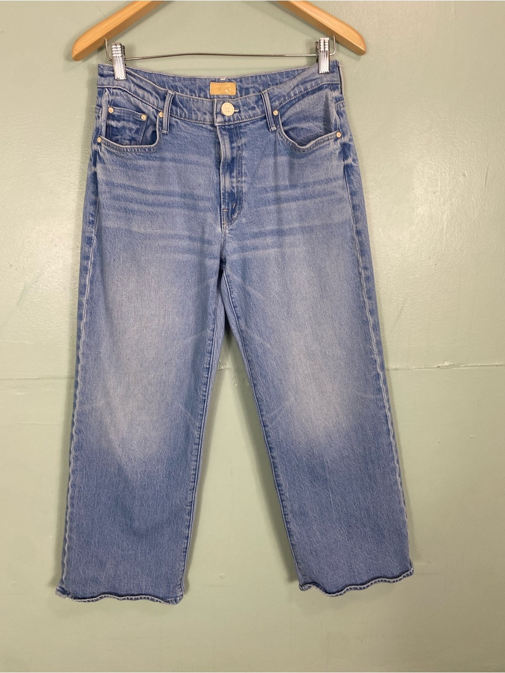 MOTHER The Mid Rise Maven Ankle Magic School Bus Blue Size 28 Cropped Wide Leg